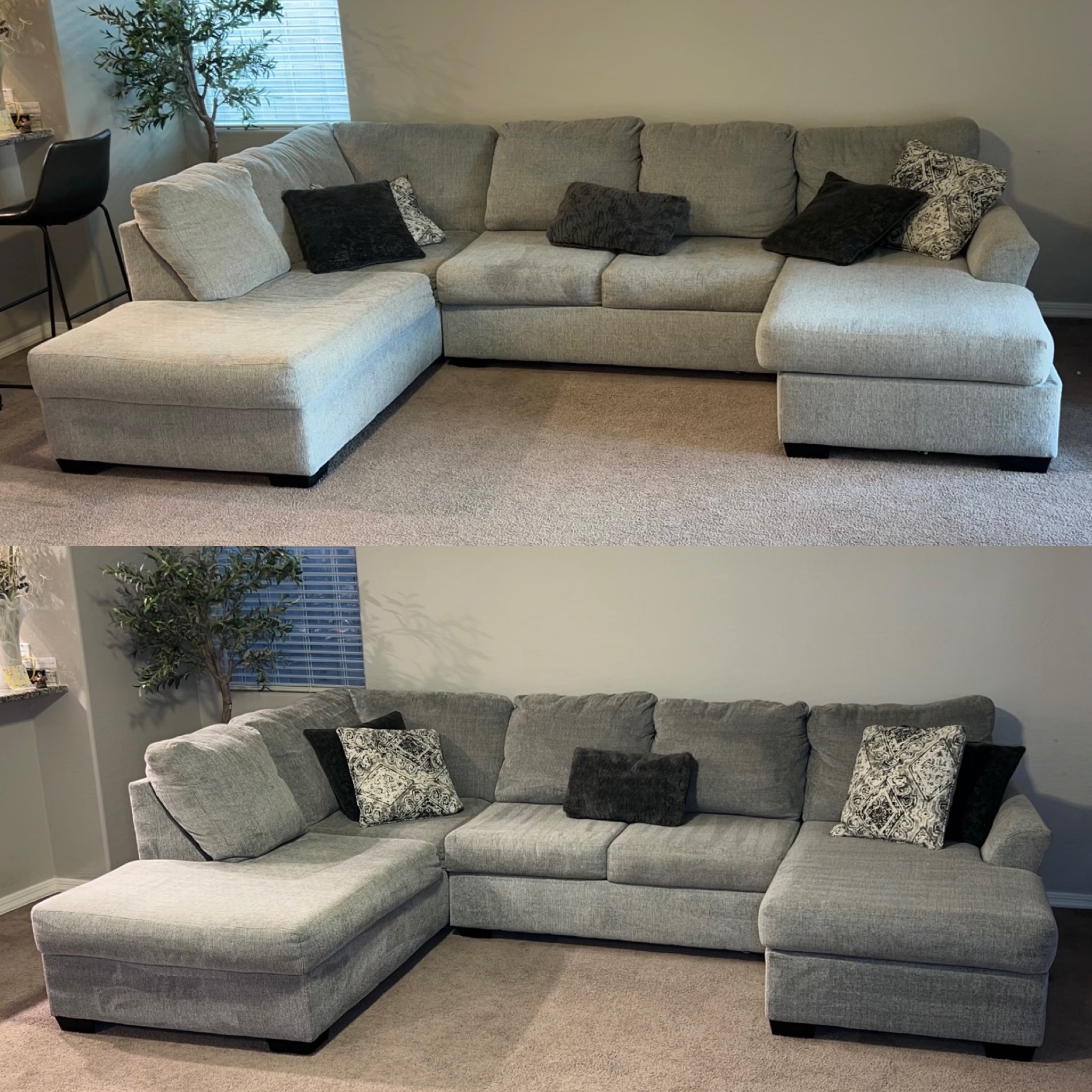 Upholstery cleaning results completed by LionGuard Floor Care